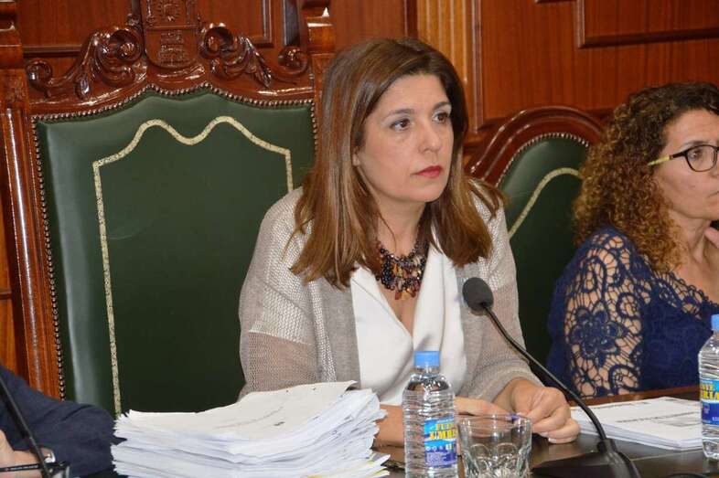 Carmen Hernández presidiendo un Pleno del Ayuntamiento de Telde (Foto TA)